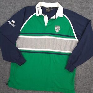 Guinness Official Merchandise Rugby Polo Shirt Mens XL Green Navy Embroidered